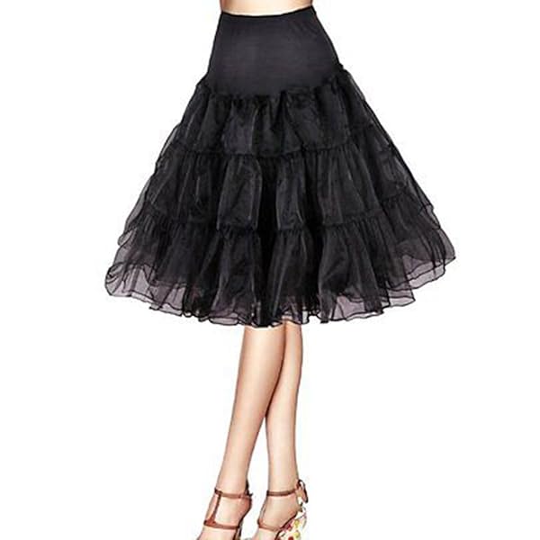 24" 25" Retro 50s Underskirt Swing Vintage Rockabilly Petticoat Fancy Net Skirts (Small, Black)