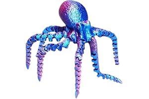 YILCER 3D Printed Octopus Animals Toy Articulated Octopus Fidget Toy 3D Printed Gift Creative Ornament Articulated Octopus Toys Home Decor (Laser Red Blue)