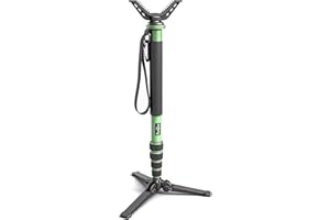 HUNTPAL Shooting Stick Gun Rest Hunting Rifle Crossbow Tripod with Tiltable and Horizontally Rotatable Base, 21"-65" Portable Aluminum Shooting Stand Support with 360° Swivel V Yoke Head