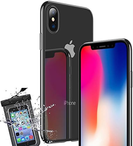 iPhone X Case, OSIRA iPhone 10 Crystal Clear Case Flexible Soft Gel TPU Cover Shell Skin Anti-Scratch Shockproof Case for Apple 5.8" iPhone X /iPhone 10 (2017) - (Clear Black+Waterproof Case)
