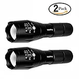 2Pcs Tactical Flashlight, WdtPro Water Resistant Flashlights, Military Grade Tac Light, Zoomable Torch Light, Adjustable Focus and 5 Light Modes for Camping, Hiking, Emergency (Misc.)