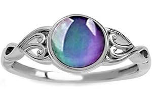 Jude Jewelers Round Shape Simulated Moon Stone Color Changing Mood Ring