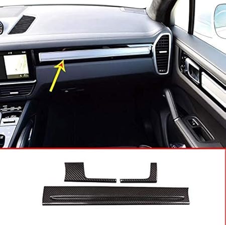 Amazon 3個 リアルカーボンファイバー素材 車内装 センターコンソールパネルカバートリム ポルシェカイエン 18 19 左ハンドル用 外付コンソールボックス 車 バイク