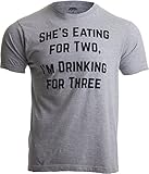 Drinking for Three | Funny New Dad Father Pregnancy Announcement Joke T-Shirt-(Adult,M) Sport Grey