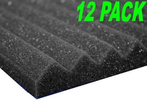 Professional Acoustics Foam 1" X 12" X 12" Charcoal Acoustic Studio Wedge Foam 12 Pack