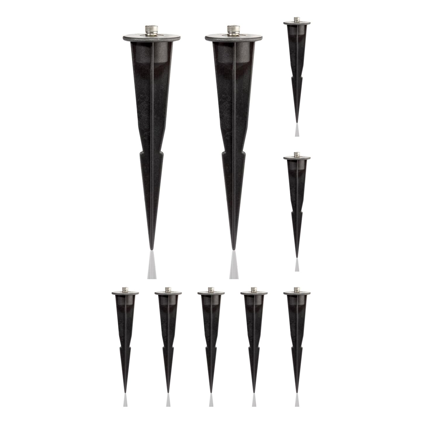 ledscom.de 9 Pieces Garden Ground Spike for Garden Lights, Black, 17cm, 45mm ⌀