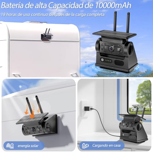 VASTEND Wireless Solar Backup Camera with 7 Inch Monitor 1080P Magnetic Rechargeable Battery 10000mAh Supports 4 Cameras for Trucks, Camper Vans, Caravans (VS-7B)
