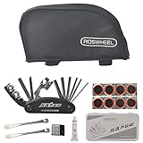 Bike Repair Tool Kit [16-IN-1] Included Inner Tube Patch Kit, 2 pcs Tire Pry Bars Rods, Bicycle Cycling Mechanic Repair Tool Kit (Extra Tube Bag Bike Pouch Included)