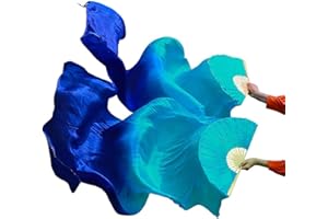 Nimiman Women 1 Pair (Left+Right) Silk Belly Dance Fans Veil Belly Dancing Long Folding Fans Length 180 cm Width 90 cm