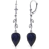 14k White Gold Drop Style Earrings with Sapphires and Diamond Accents