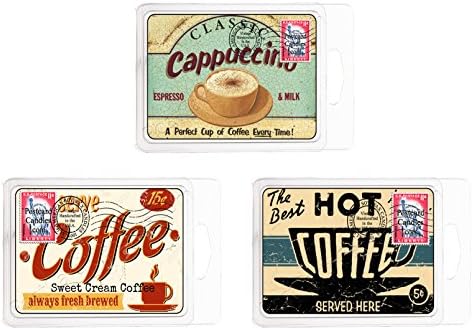 Coffee Lovers Scent Mix Pack. PostCard Candles Vintage USA Made Scented Wax Melts Tarts. 100% All Natural Soy Wax Melts Mix Coffee Lovers 3 Pack . Similar to Yankee Candle Tarts or Scentsy Bars