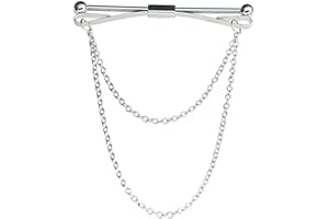 WCRAZYE Men Tie Pins Shirt Collar Pin Double Chains Tassel 18K Gold Silver Black Brass Collar Bar Tie Stick Pin Suit Accessories Wedding Business Gift