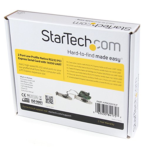 StarTech.com 2-Port Low Profile PCI Express RS232 Serial Adapter Card, PCIe to DB9, Windows/Linux, TAA - Replaced by PEX2S953LP
