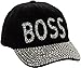 Crystal Case Womens Bling Boss Embellished Adjustable Baseball Cap Hat (Black)