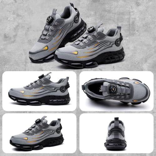 GemChve Safety Shoes Men Women Lightweight Breathable Sneakers Non-Slip Safety Shoes with Steel Toe Quick Adjustment of Laces 36-46 EU