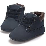 Voberry Toddler Baby Boy's Leather Sneaker Shoes Lace up Snow Boots Warm (0~6Month, Dark Blue)