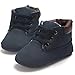 Voberry Toddler Baby Boy's Leather Sneaker Shoes Lace up Snow Boots Warm (6~12Month, Dark Blue)