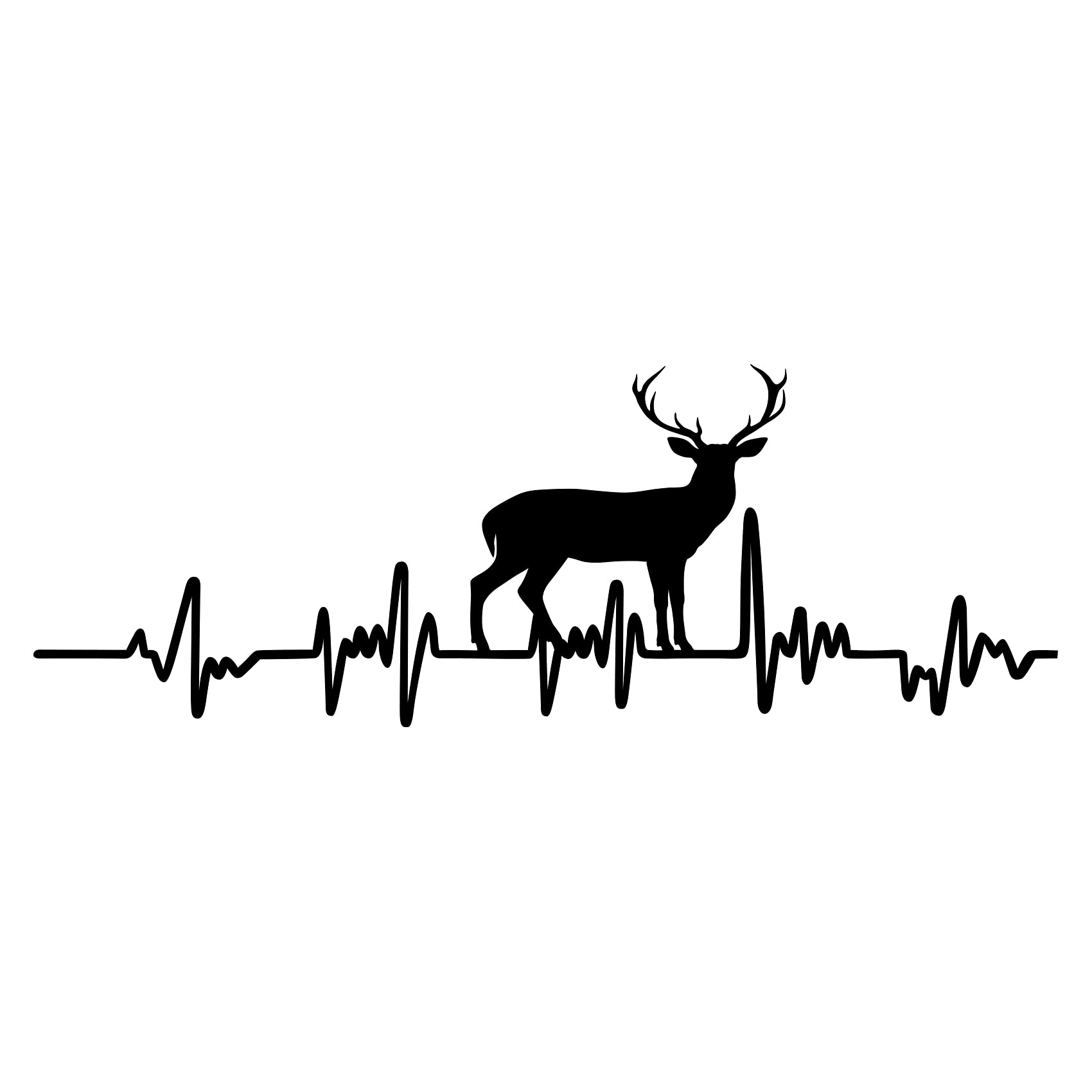 Finest Folia Decorative Sticker for Car, Fridge, Laptop, Heartbeat and Animals, Width 27 cm, Glossy Black, 14 Deer