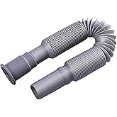 OLIREXD Universal Wash Basin Sink Drain Pipe, 1-1/4 Inch Install Diameter Plastic Flexible and Expandable Drain Pipe for Kitchen Bathroom Sink, Gray