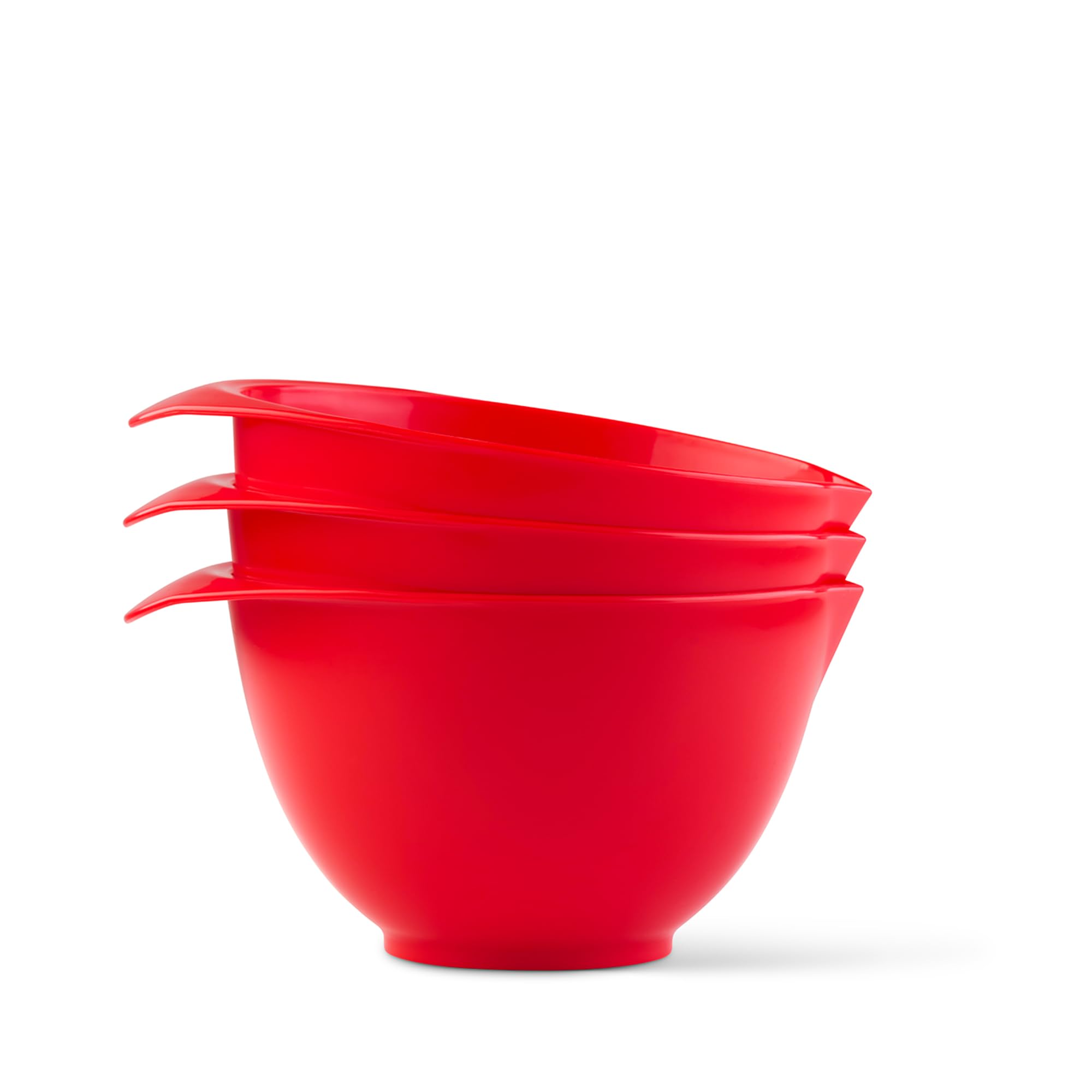 TQGEAR WePrep Mixing Bowl with spout and Handle | Red | Set of 3 | Beautifully Bright Coloured Bowl Set | Compact, Stackable & Ergonomically Designed | Proudly Made in The UK
