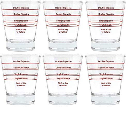 VIA CREMA Espresso Shot (6 Pieces) Glass Coffee Shot Glass Cups Espresso Measuring Shot Glass Coffee Shot