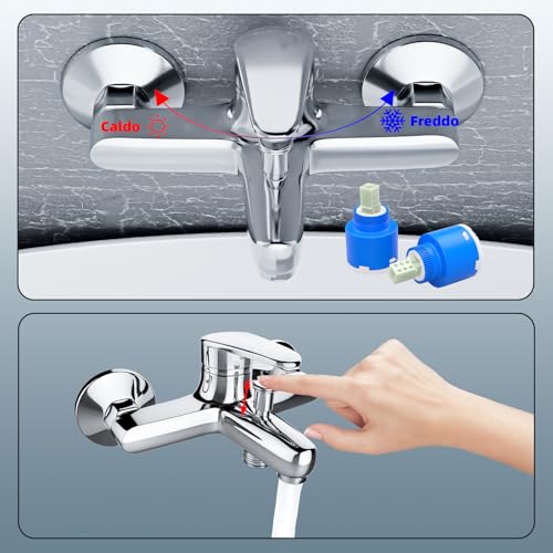 VOLTIX Wall Mounted Bathtub Tap, Chrome Bathtub Mixer Tap with Modern Design for Elegant Bathrooms