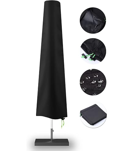 Giantex Cubierta de sombrilla de patio para sombrilla voladiza de 10 a 11 pies, cubierta impermeable para sombrilla para exteriores con cremallera y varilla, 80 x 20 pulgadas, cubierta de sombrilla