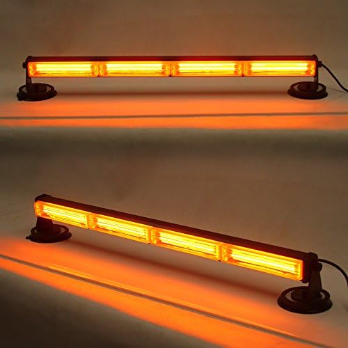 23" Amber 40W Watts COB LED Emergency Alert Hazard Warning Security Strobe Slim Light Bar Rooftop Suction Magnet