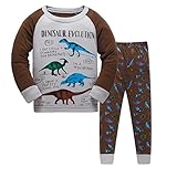 Tkala Boys Pajamas Children Clothes Set Dinosaur 100% Cotton Little Kids Pjs Sleepwear (3T, brown)