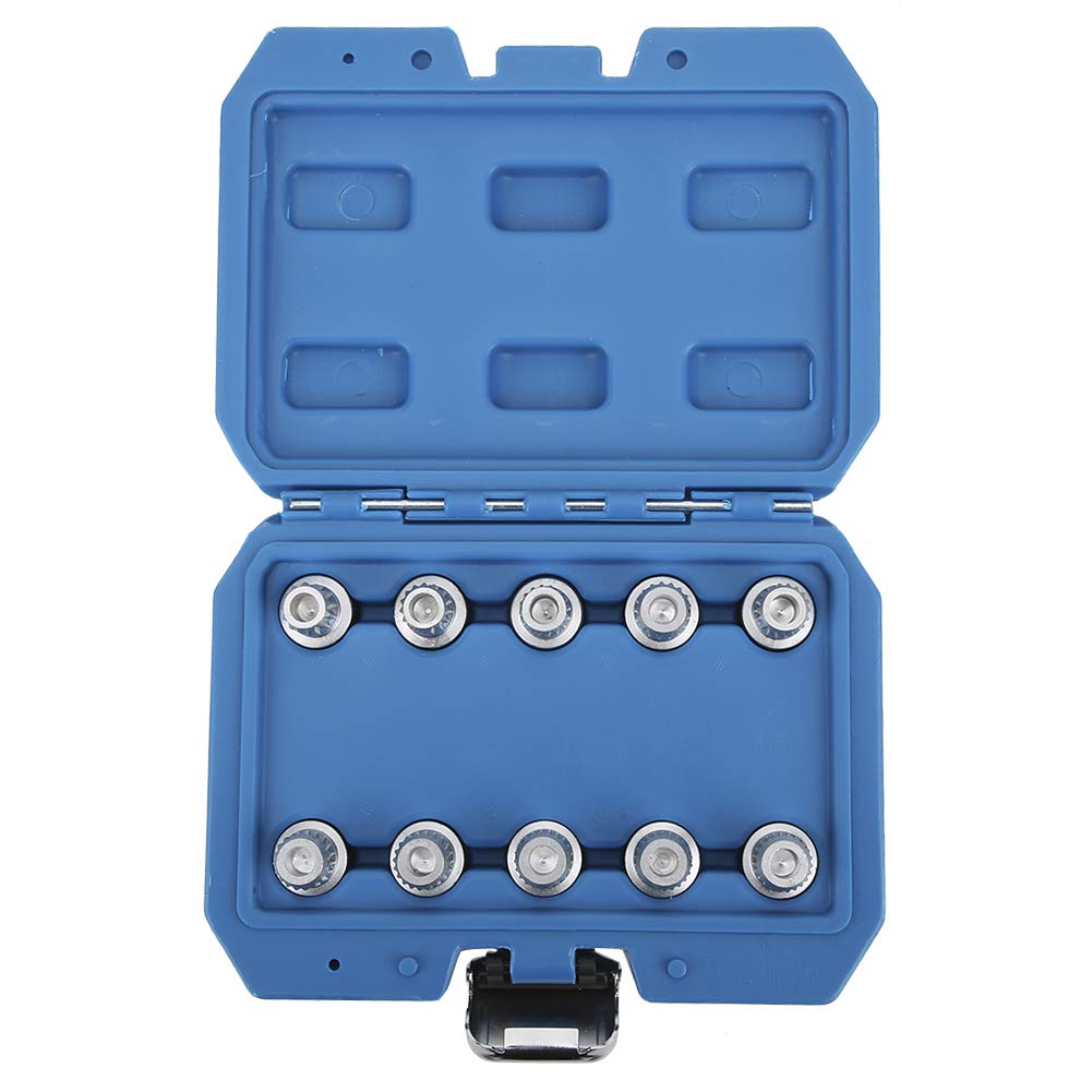 Qiilu Wheel Nut Socket Set - 10Pcs Chromium-Molybdenum Steel Wheel Locking Lug Nut Key Set Remover & Installation Anti-Theft Kit