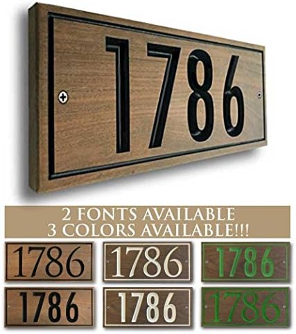 Personalized Hardwood Address plaque. Three colors and two fonts available! Custom house number sign.