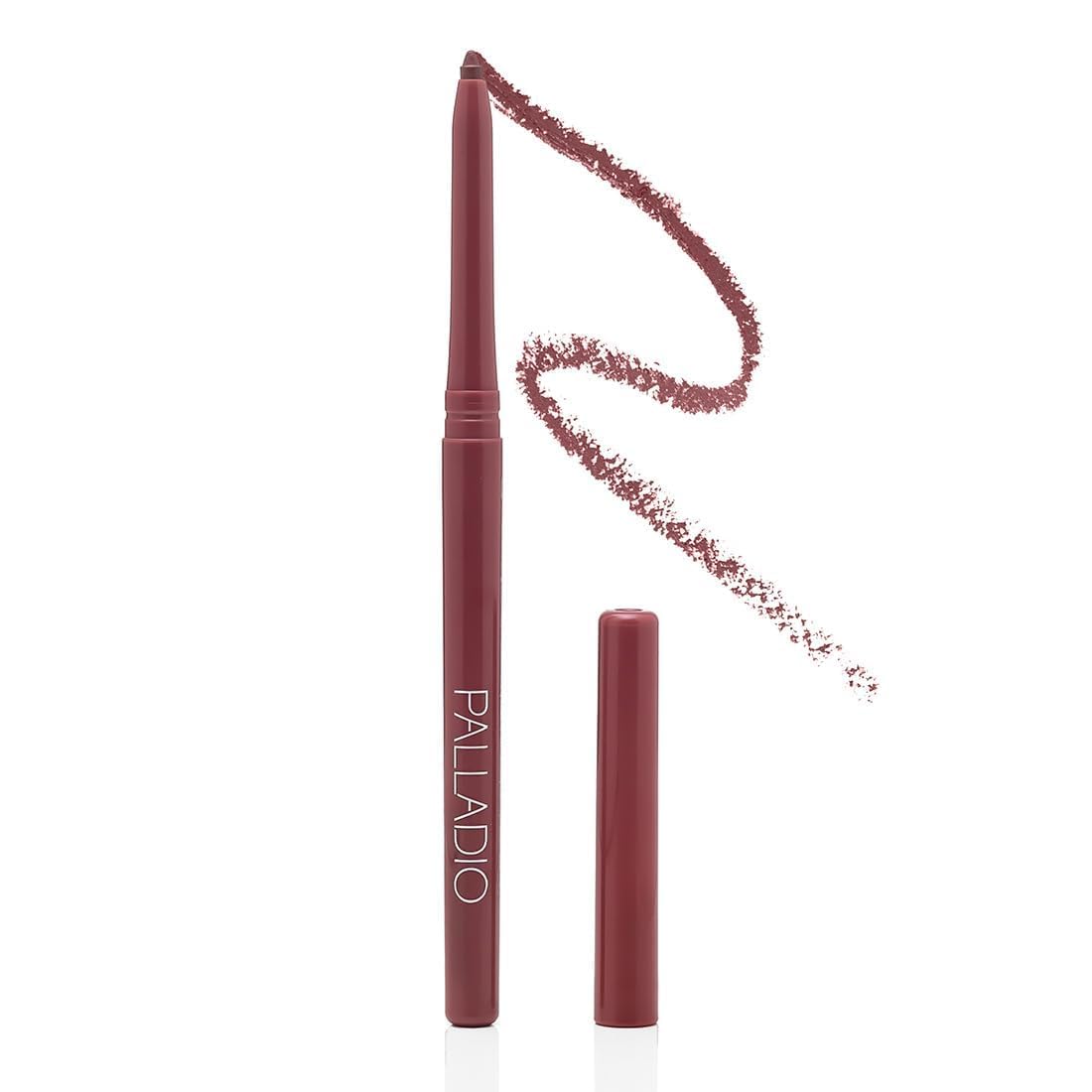 Palladio Retractable Waterproof Lip Liner High Pigmented and Creamy Color Slim Twist Up Smudge Proof Formula with Long Lasting All Day Wear No Sharpener Required, Plum