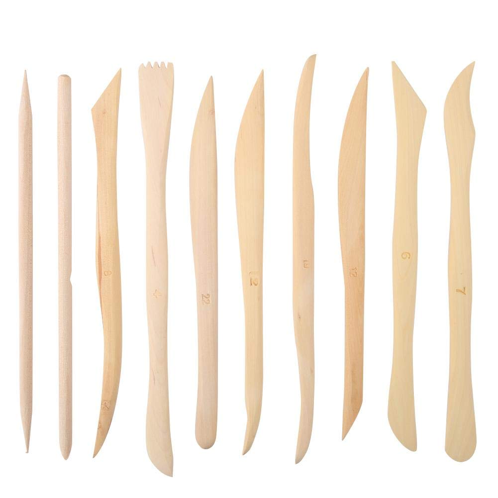 10pcs Clay Sculpting Tools Double Ended Wooden Mini Pottery Modeling Tool for Sculpting and Smoothing
