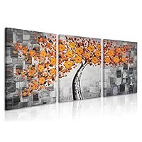 Natural art Flowers Trees Modern Prints Paintings Photo Printed Artwork on Canvas for Wall Decor (12x16inx3, Orange Tree)