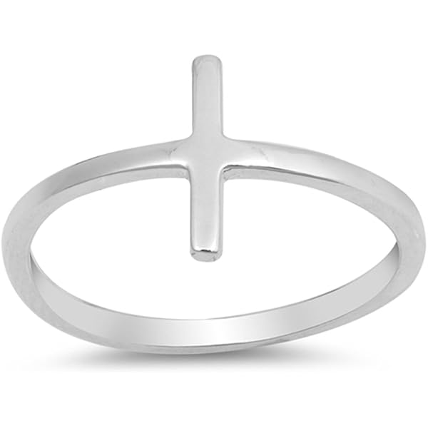 Sterling Silver Adjustable Cross Wrap Ring – Simple Open Design For Women, Size 6, Gift Box Included