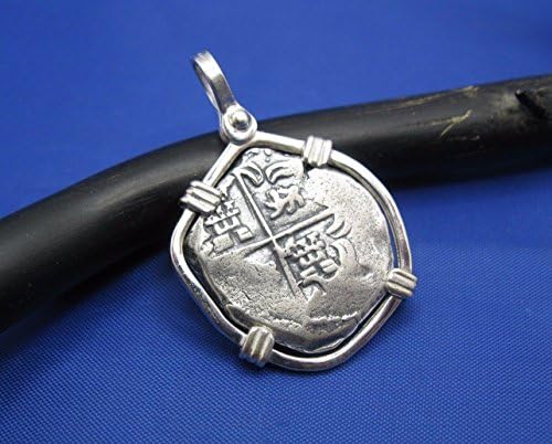 Sterling Silver Hand Bezeled "2 Reale" Shipwreck Reproduction Coin Pendant with Faded Markings
