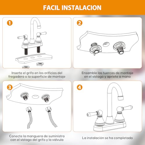 Mezcladora para Fregadero,Llaves para Fregadero de Cocina Flexible con Pulverizador de Modo Dual,Grifos para Cocina con 2 Asas para RV,Mezcladora para Cocina de Acero Inoxidable