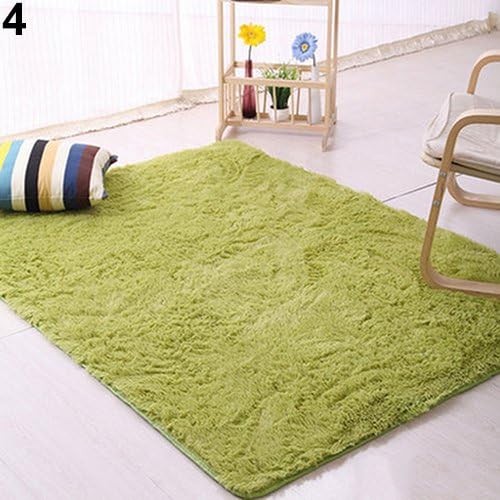 Super Soft Indoor Morden Shaggy Area Rugs Pads,Safety skid Bedroom/Livingroom/Sitting-room Doormat Shaggy for Home Decorate (Green)