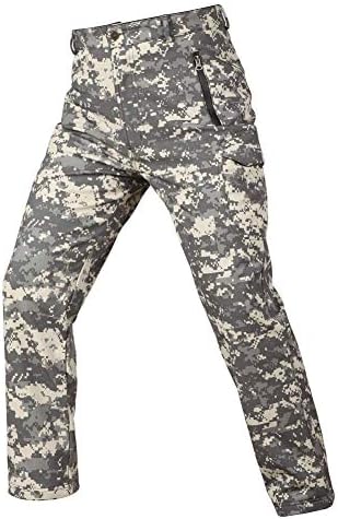 メンズ 冬 フリース ライン ソフトシェル タクティカル パンツ スキー スノーボード アウトドア用 マルチ ポケット付