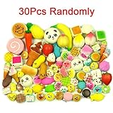 LIGONG 30PCS Random Kawaii Mini Soft Bread Donuts Food Phone Straps Squishy Charm Gift Miniature Novelty Toys