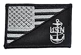 USA Flag / U.S. Navy Anchor 2.25x3.5 Military Patch / Morale Patch - Black
