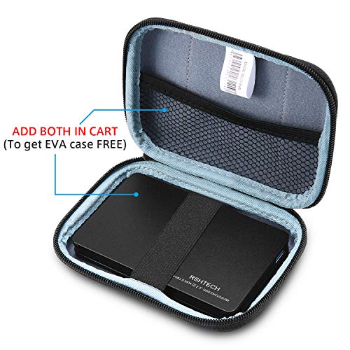 RSHTECH USB 3.0 to SATA Hard Drive Enclosure for 2.5 in 7mm and 9.5mm HDD SSD Aluminum Case [Support UASP and 4TB Drives](Black)