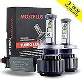 MOSTPLUS 6000K H4 (9003) High and Low Beam LED Headlight Kit 8000LM Cool White 3 Years Warranty