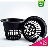 3 inch Net Pots Super Heavy Duty Cups Wide Lip Design - Orchids • Aquaponics• Hydroponics Slotted Mesh (3 inch Cz All Star Net Pots - 25 Black)