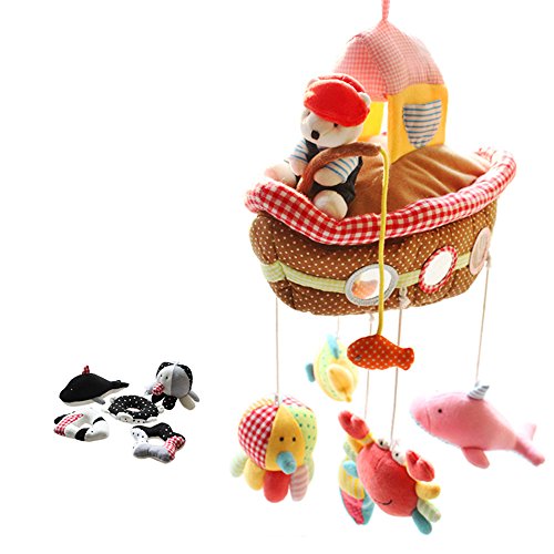 SHILOH Baby Plush Crib Mobile with 60 songs Musical Box and Arm, Fisher