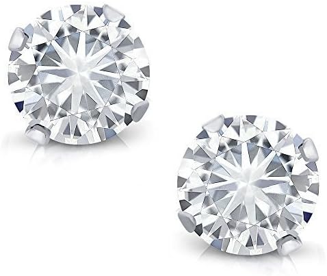 Charles &amp; Colvard 6mm VG Moissanite 1.50cttw 6.0MM 14k White Gold Friction Back Round 4 Prong Stud Earrings (1.36 cttw Moissanite, White Color, VVS1-VVS2)