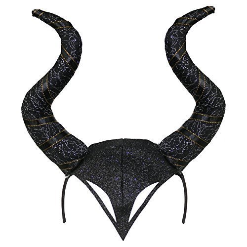 Evil Witch Women Halloween Gothic Horn Cosplay Fancy Dress Headband - Black