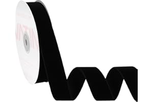 VATIN Black Velvet Ribbon 1" Black Premium Plush Velvet Woven Edge Ribbon for Christmas Tree,Gift Wrapping,Flower Bouquet,Wreath Decorations,Bow Making- 10 Yards