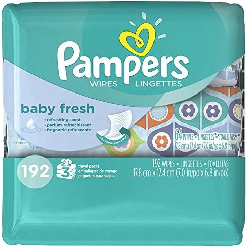 Pampers Refreshing scent, Hypoallergenic, Unique Softgrip Texture, Pure Water Lotion Baby Fresh Baby Wipes Flip Top 192 Count
