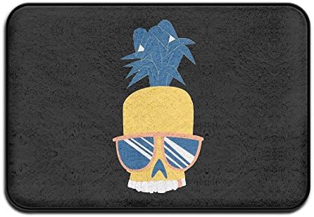 HCTEC Pineapple Skull Sunglasses Indoor &amp; Outdoor Rugs 24" X 16" Bathroom Mats Door Entrance Welcome Mat Non-slip Doormat Pet Mat